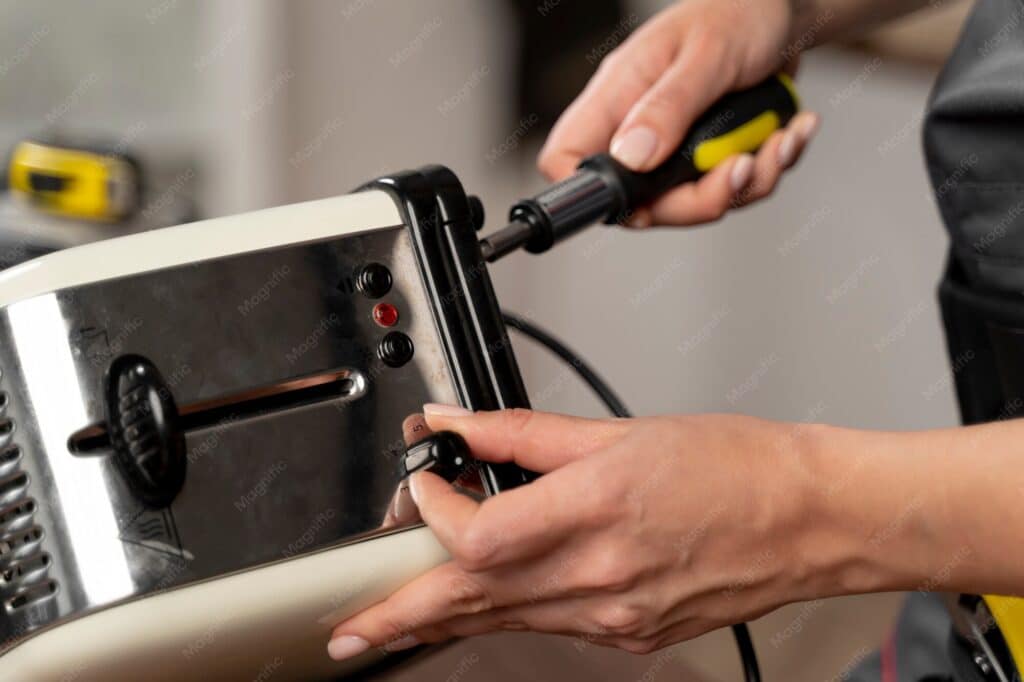 Electrician carrying out PAT testing on a kettle